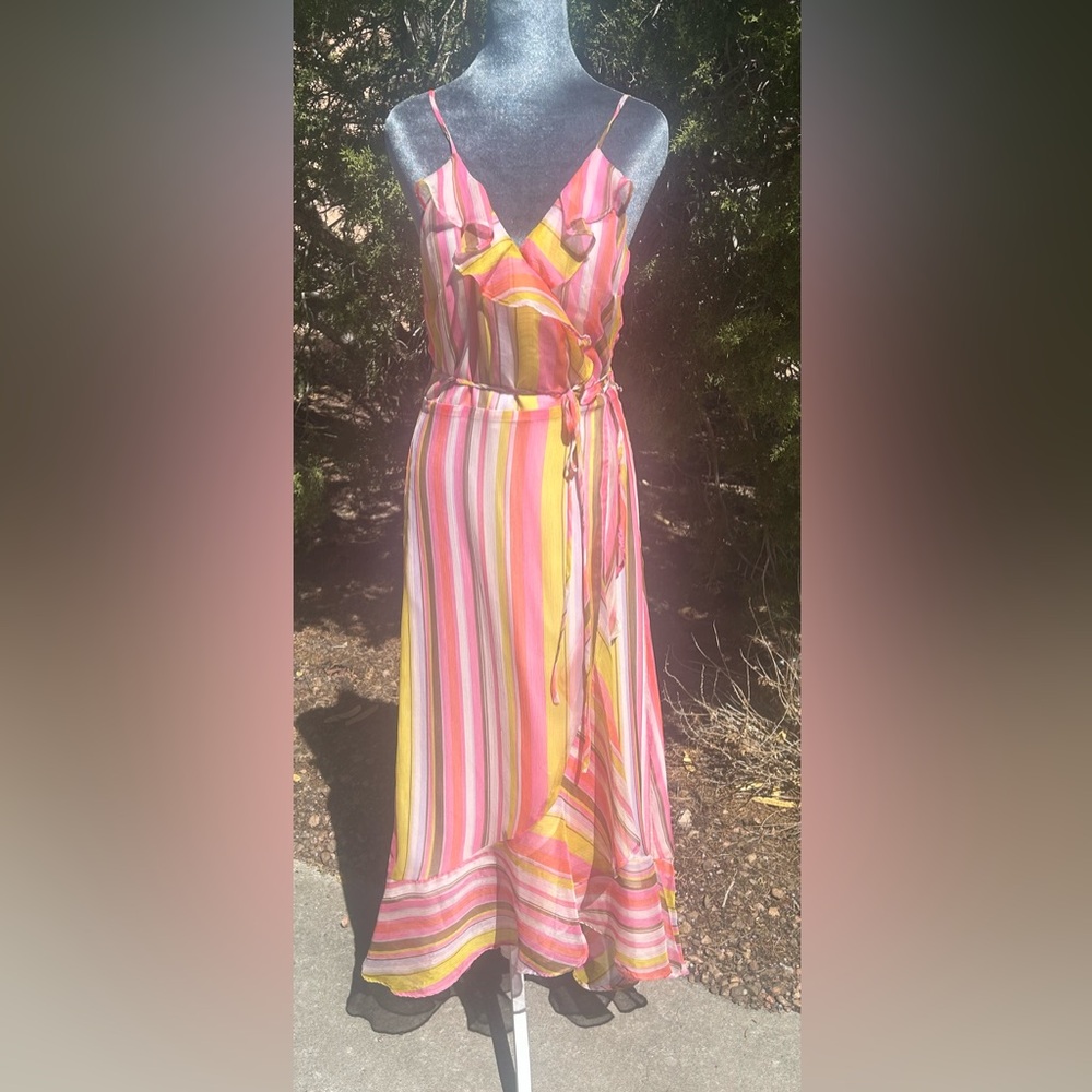 Striped Multicolor Wrap Dress